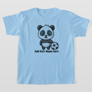 Cute Panda Soccer Football custom kids name  T-Shirt