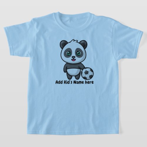 Cute Panda Soccer Football custom kids name  T_Shirt