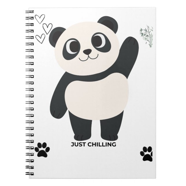 Cute Panda Spiral Notebook — Kawaii Just Chilling  (Front)