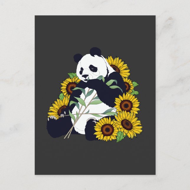 Cute Panda Sunflower Lover Beautiful Flowers Postcard (Front)