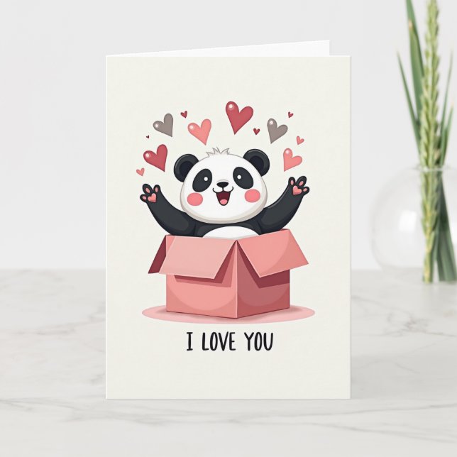 Cute Panda Surprise Love Card (Front)