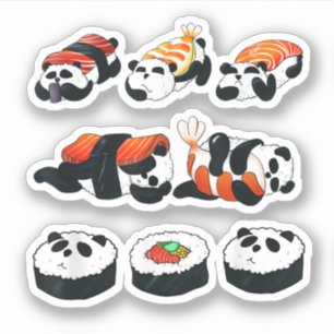 Cute Panda Sushi Hug Maki Lover Funny Kawaii Food Sticker