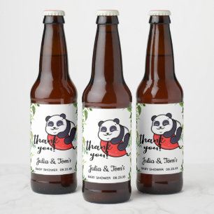 Cute Panda Thank You Baby Shower  Beer Bottle Label