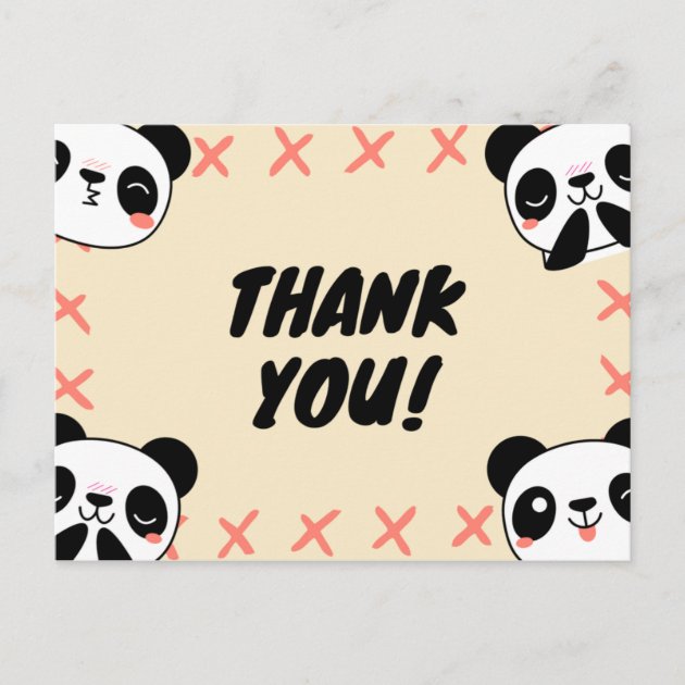 Cute Panda Thank You Postcard | Zazzle