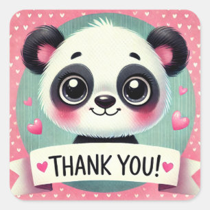 Cute Panda Thank You Square Sticker