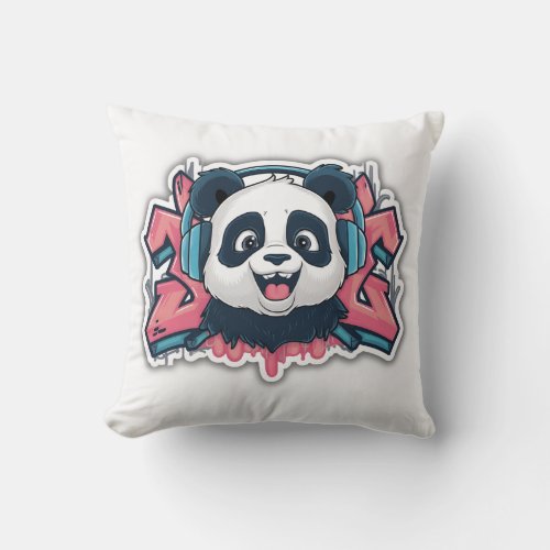 Cute panda  throw pillow