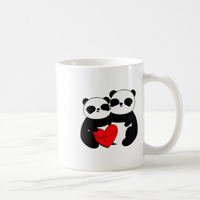Cute Panda Valentines Day Gift Panda Couple With H Coffee Mug (Right)