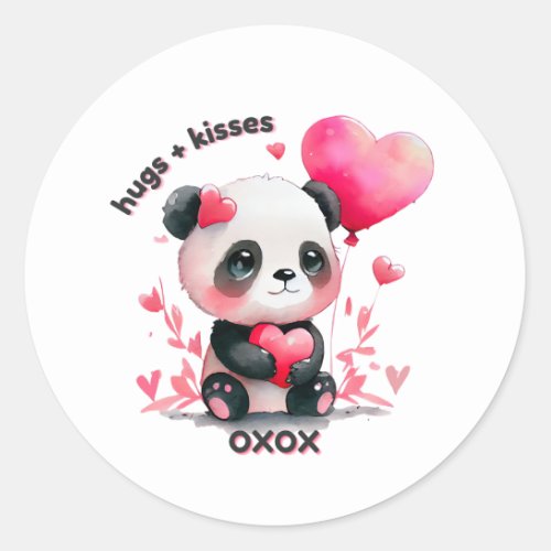 Cute Panda_ Valentines Day_ OXOX Classic Round Sticker