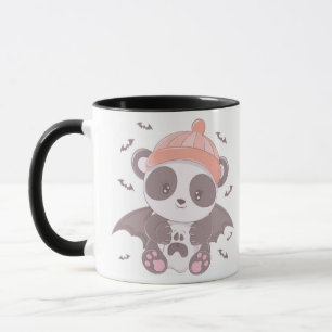 Cute Panda Vampire with Ghost & Bats Halloween Mug