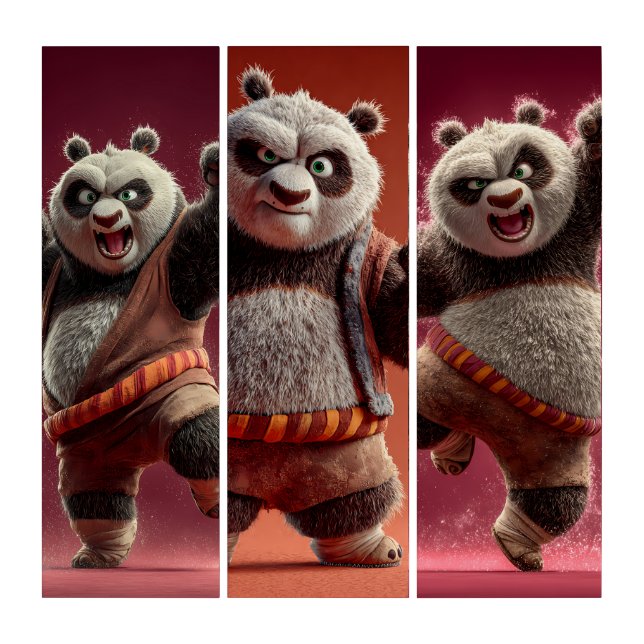 Cute Panda Wall Art Set of 3  (Front)