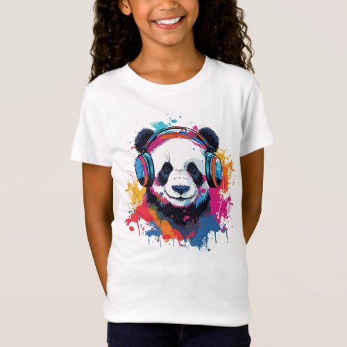 Cute Panda watercolor bright drawing T_Shirt