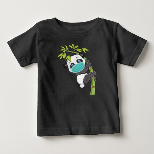 Cute Panda Wear Face Mask Funny Panda Gift Baby T-Shirt (Front)
