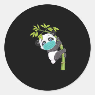 Cute Panda Wear Face Mask Funny Panda gift Classic Round Sticker