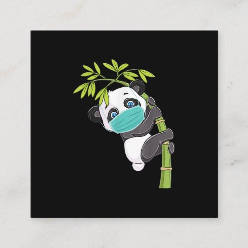 Cute Panda Wear Face Mask Funny Panda gift Square Business Card