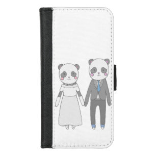 Cute Panda Wedding Couple – Kawaii Bride & Groom iPhone 8/7 Wallet Case