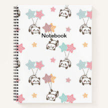 Cute Panda White Notebook