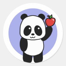 Cute Panda with a Bright Red Apple