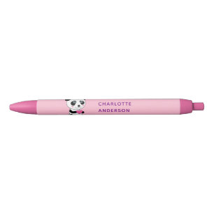 Cute Panda with a Pink Heart Personalized Name Pen