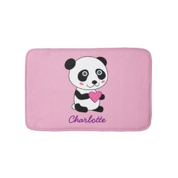 Cute Panda With A Pink Heartcustomizable Bath Mat by DesignByLang at Zazzle
