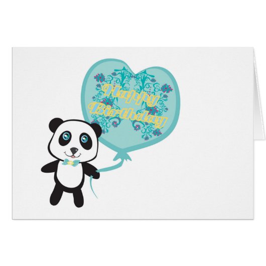 Cute panda with balloon Card (Front Horizontal)