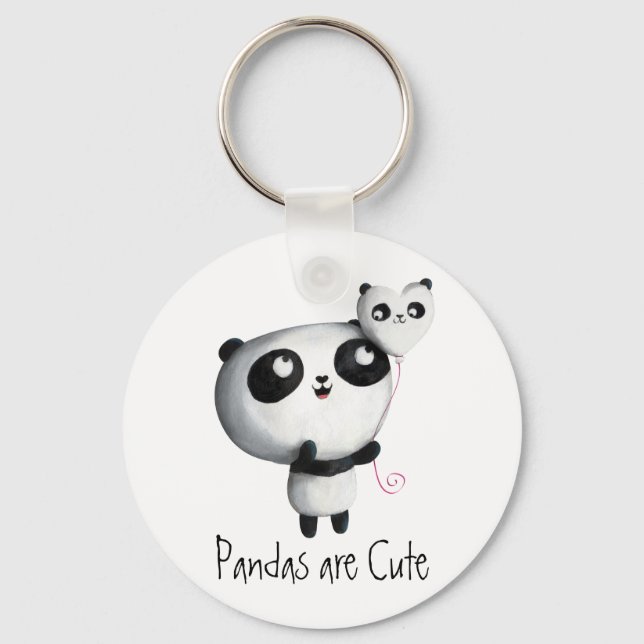 Cute Panda with Balloon Keychain (Front)
