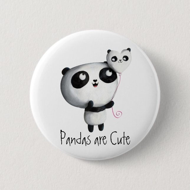 Cute Panda with Balloon Pinback Button (Front)