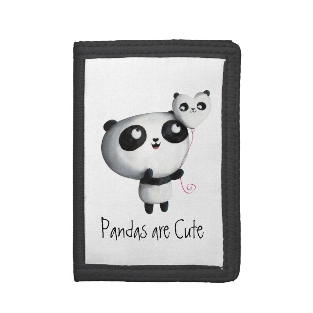 Cute Panda with Balloon Trifold Wallet (Front Vertical)