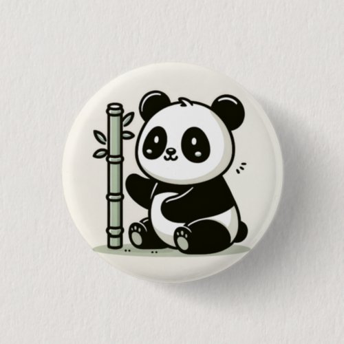 Cute Panda With Bamboo Art Button