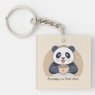 Cute Panda with Coffee Keychain