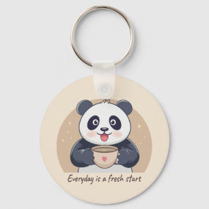 Cute Panda with Coffee Keychain