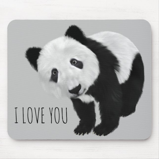 CUTE Panda with Customizable Text Mouse Pad (Front)