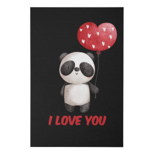Cute Panda With Heart I Love You Valentine Gift Faux Canvas Print