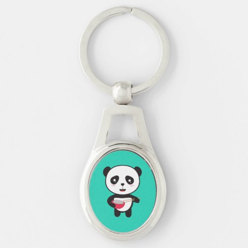 Cute Panda with rice bowl Keychain
