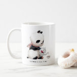Cute Panda with Scarf Personalize Tea Party Coffee Mug<br><div class="desc">It's tea time! An adorable customizable mug featuring an illustration of a panda during tea time. Personalize this panda mug by adding names or short phrases. This cute personalized mug is perfect as a gift.</div>