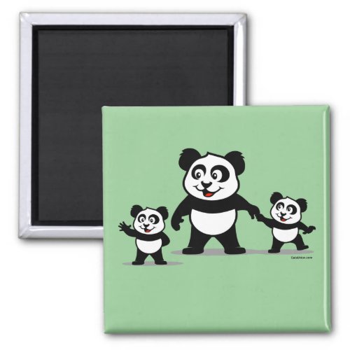 Cute Panda With Two Babies Magnet