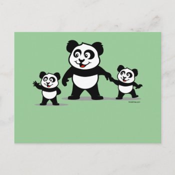 Cute Panda With Two Babies Postcard by cuteunion at Zazzle