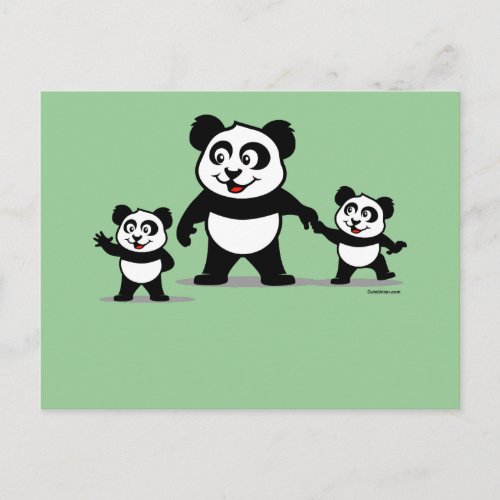Cute Panda With Two Babies Postcard