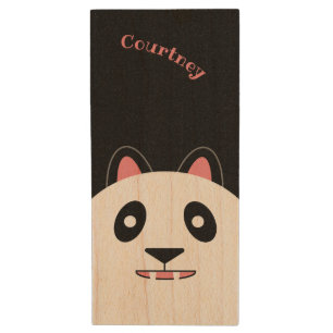 Cute Panda Wood Flash Drive