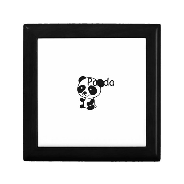 Cute Panda Wooden Jewelry Keepsake Box. Gift Box (Front)