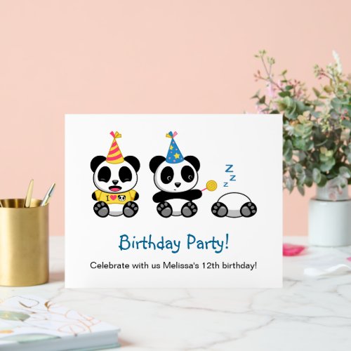 Cute Pandas Birthday Party Acrylic Sign