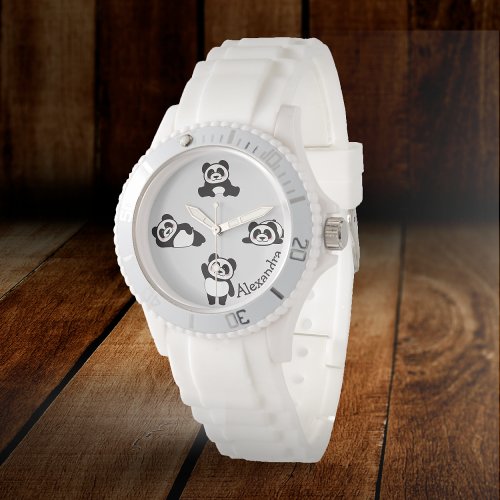 Cute Pandas Black and White Personalized Watch