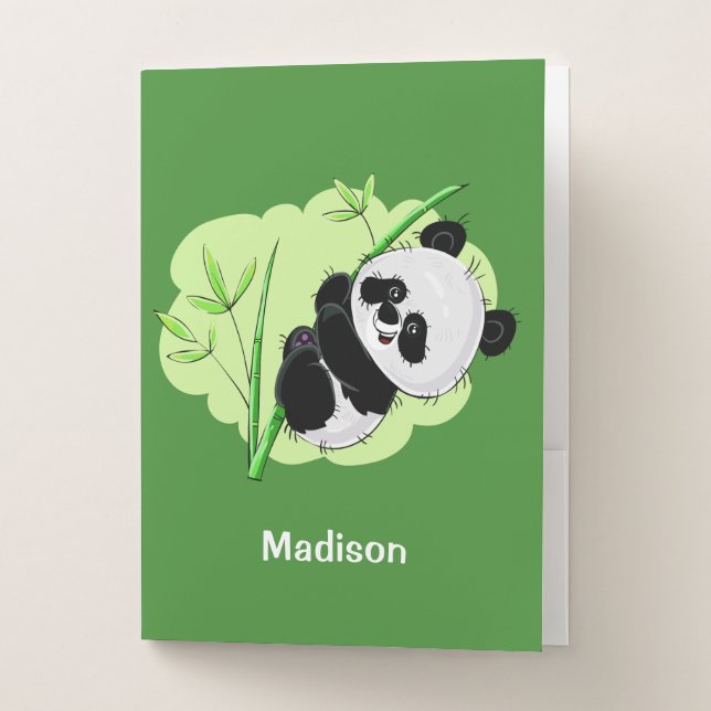 Cute Pandas custom name & color Pocket Folder (Front)