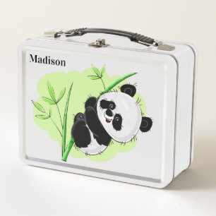 Cute Pandas custom name lunch box