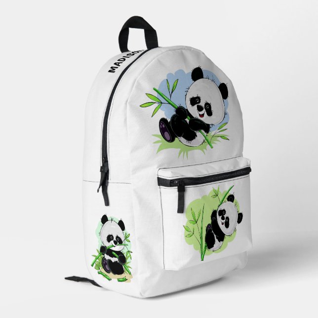 Cute Pandas custom name Printed Backpack (Back Corner Left)