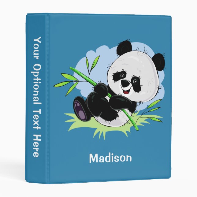 Cute Pandas custom name, text & color binder (Front/Spine)