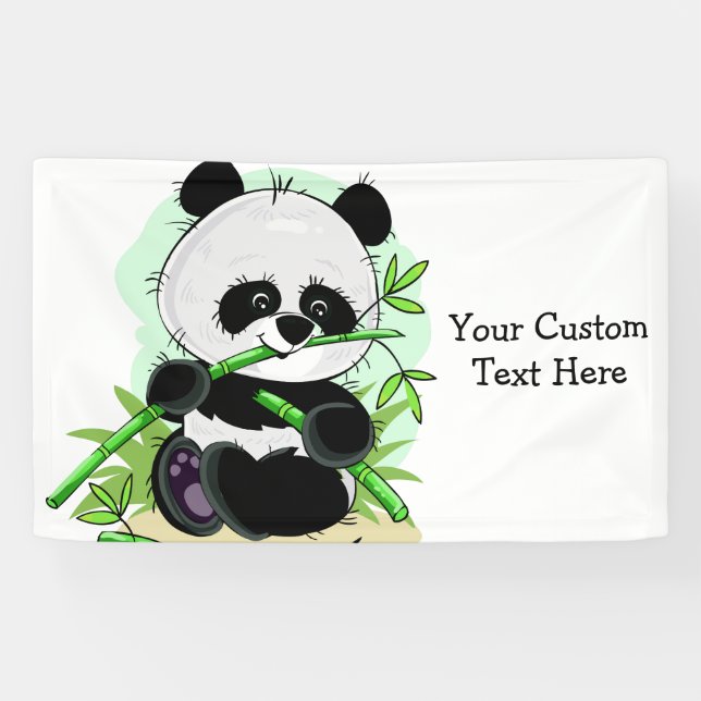 Cute Pandas custom text & color banner (Horizontal)