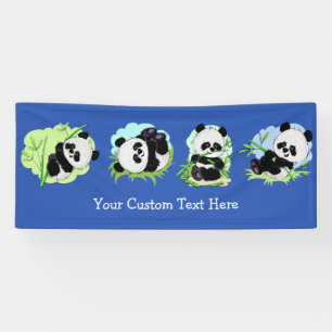 Cute Pandas custom text & color banner