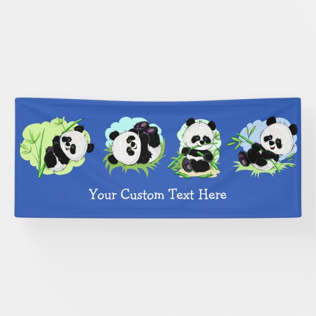 Cute Pandas custom text & color banner (Horizontal)