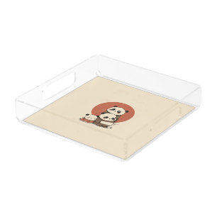 Cute Pandas Design Acrylic Tray