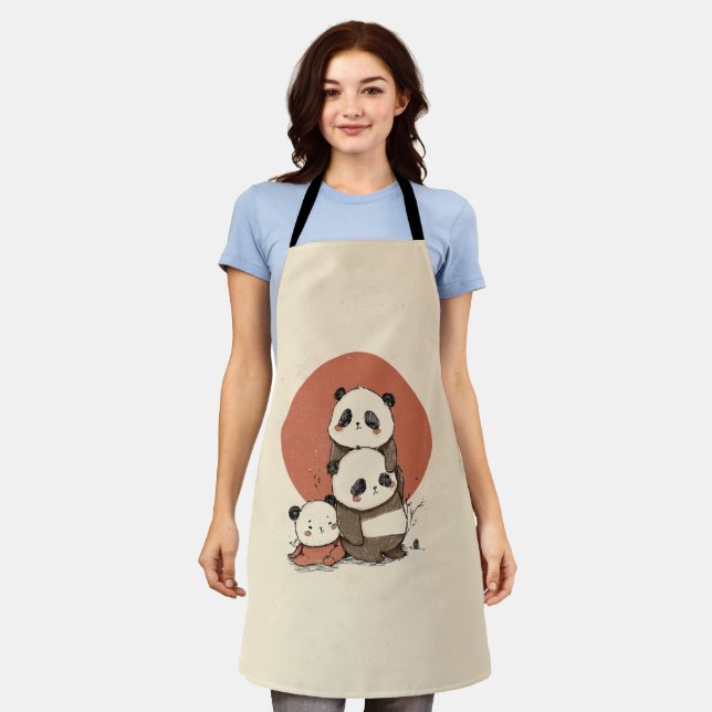 Cute Pandas Design Apron (Worn)